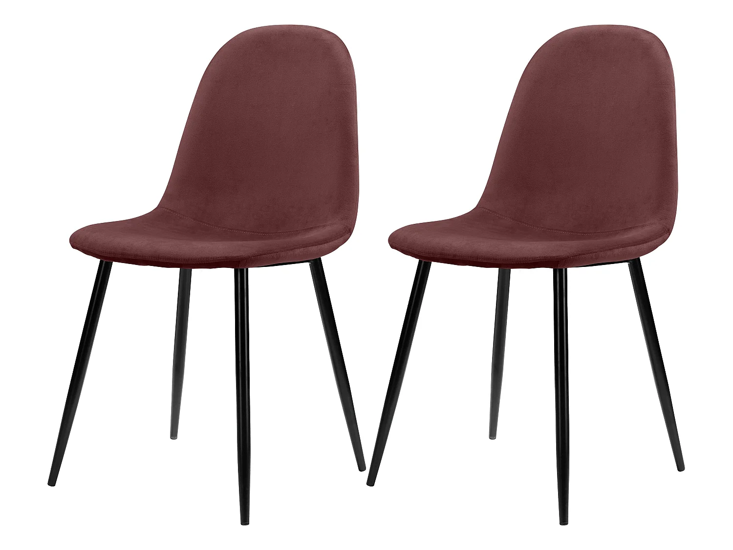 Monza | Lot de 2 chaises de salle à manger en velours rose et pieds en métal
