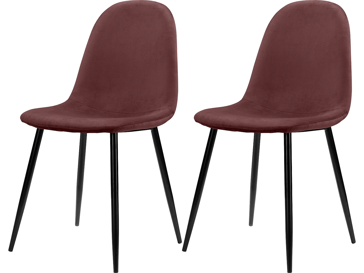 Monza | Lot de 2 chaises de salle à manger en velours rose et pieds en métal