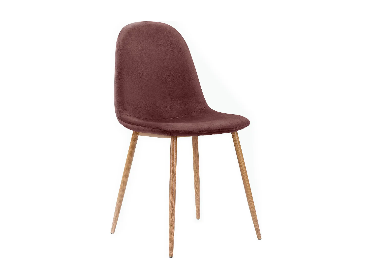 Monza | Lot de 4 chaises de salle à manger en velours rose et pieds chêne