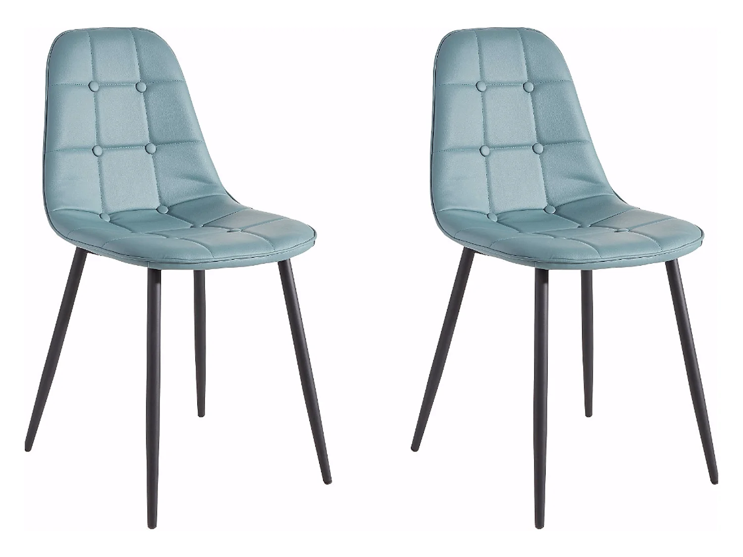 Luna | Lot de 4 chaises de salle à manger rembourrées en PU bleu