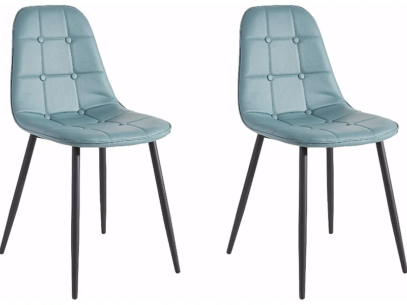 Luna | Lot de 4 chaises de salle à manger rembourrées en PU bleu