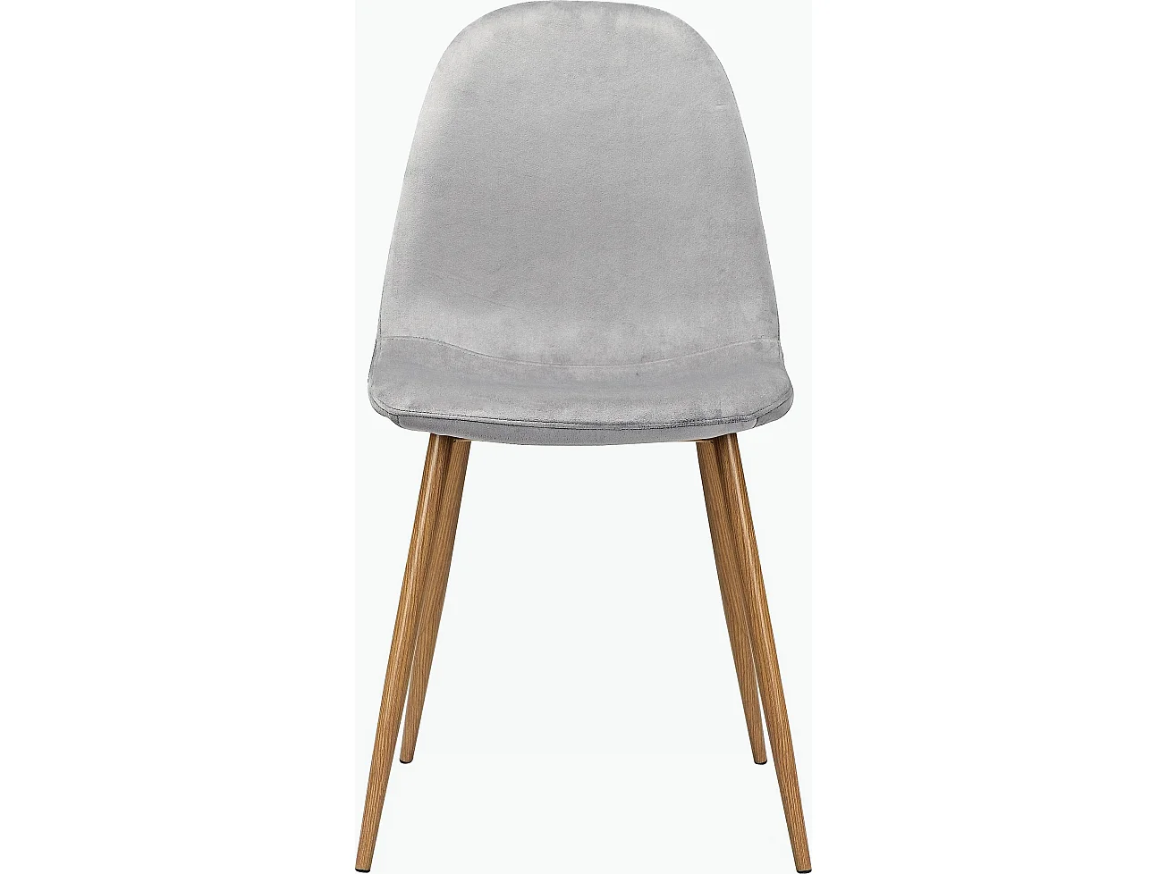 Juego de 4 sillas de comedor en terciopelo gris y patas en metal roble