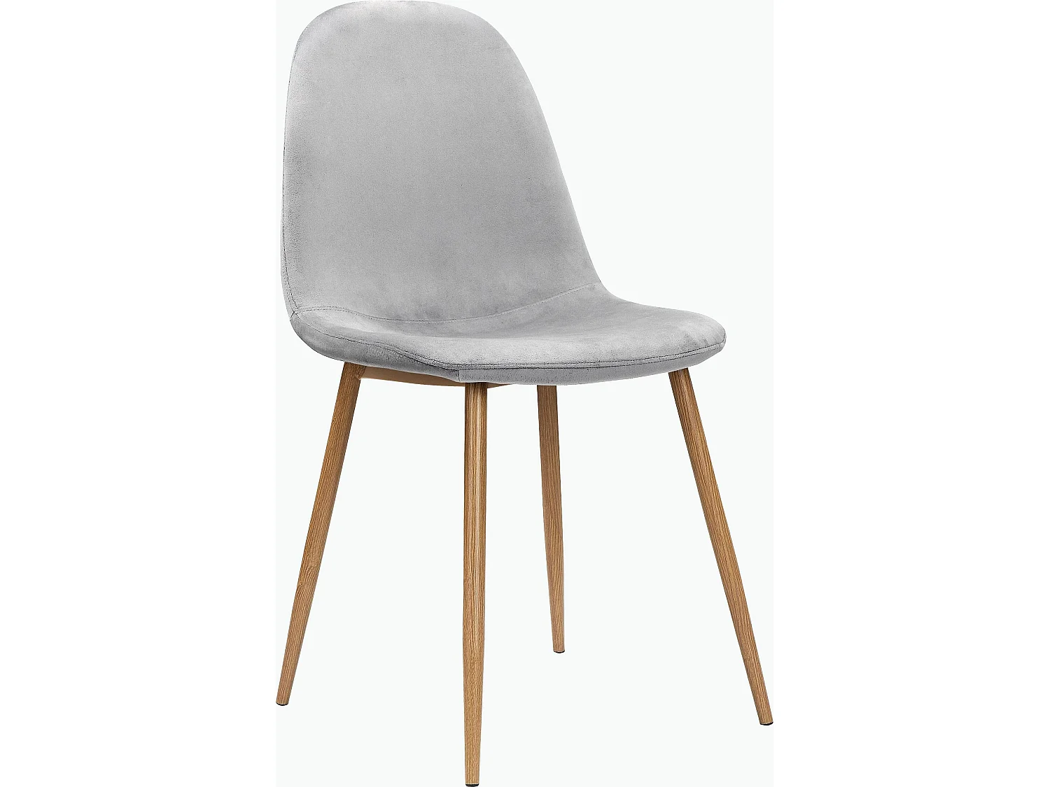 Juego de 4 sillas de comedor en terciopelo gris y patas en metal roble