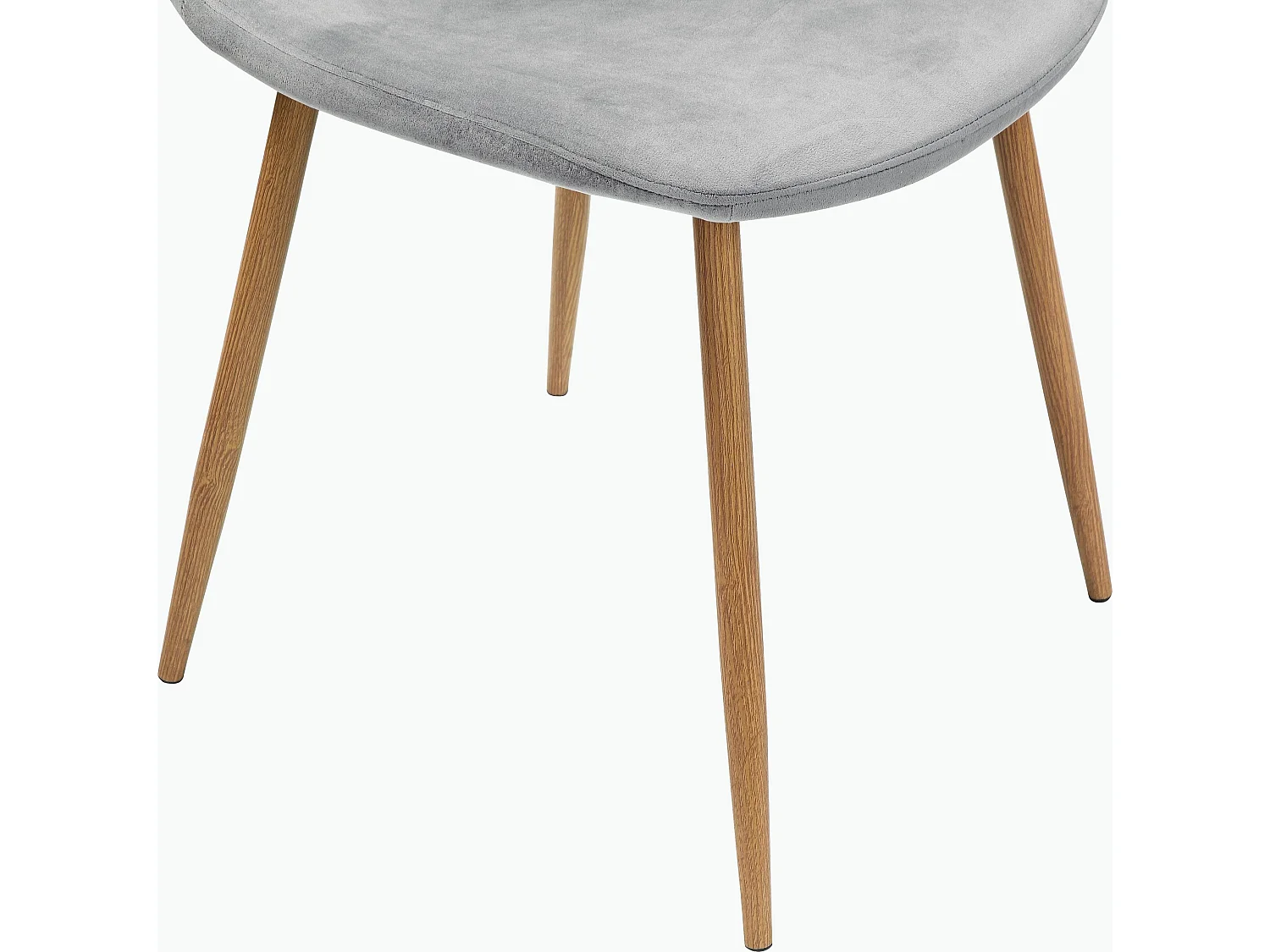 Monza | Lot de 4 chaises de salle à manger en velours gris et pieds chêne