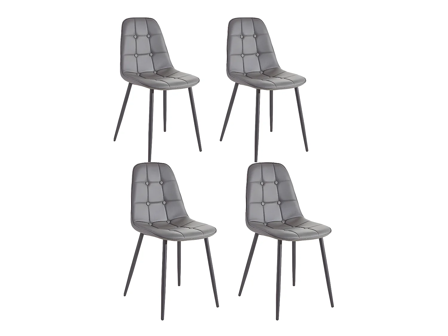 Luna | Lot de 4 chaises de salle à manger rembourrées en PU gris