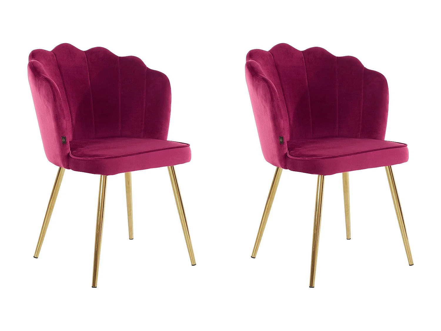 Silvia | Lot de 2 chaises de salle à manger rembourrées en velours bordeaux