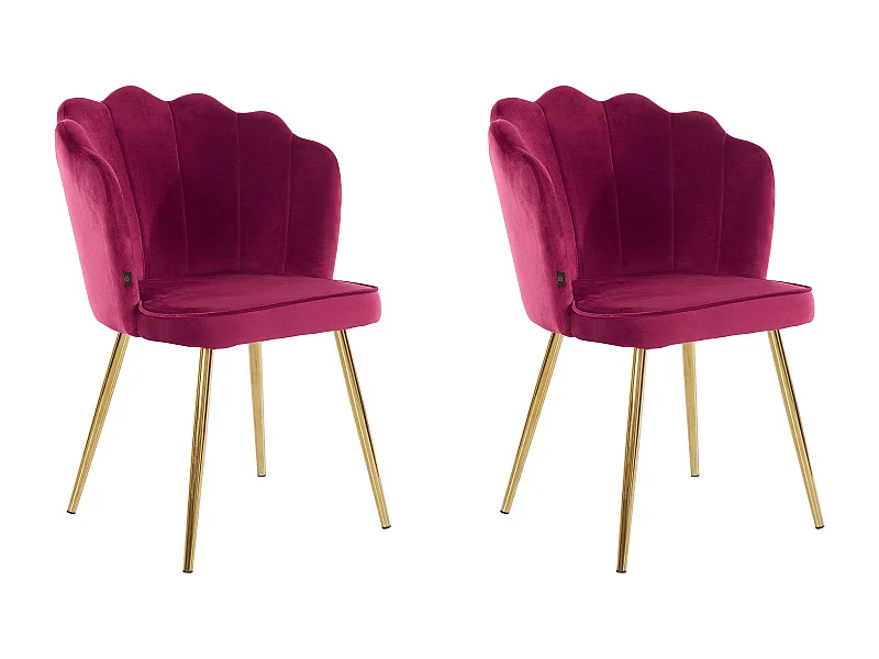 Silvia | Lot de 2 chaises de salle à manger rembourrées en velours bordeaux