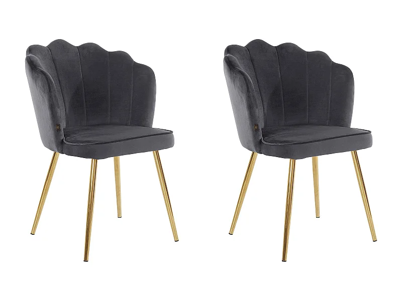 Silvia | Lot de 2 chaises de salle à manger rembourrées en velours gris