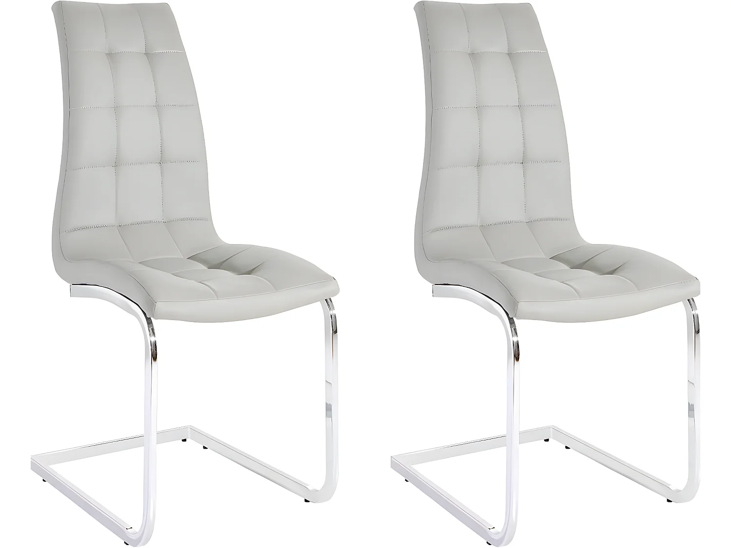 Lola | Lot de 2 chaises de salle à manger rembourrées en PU gris