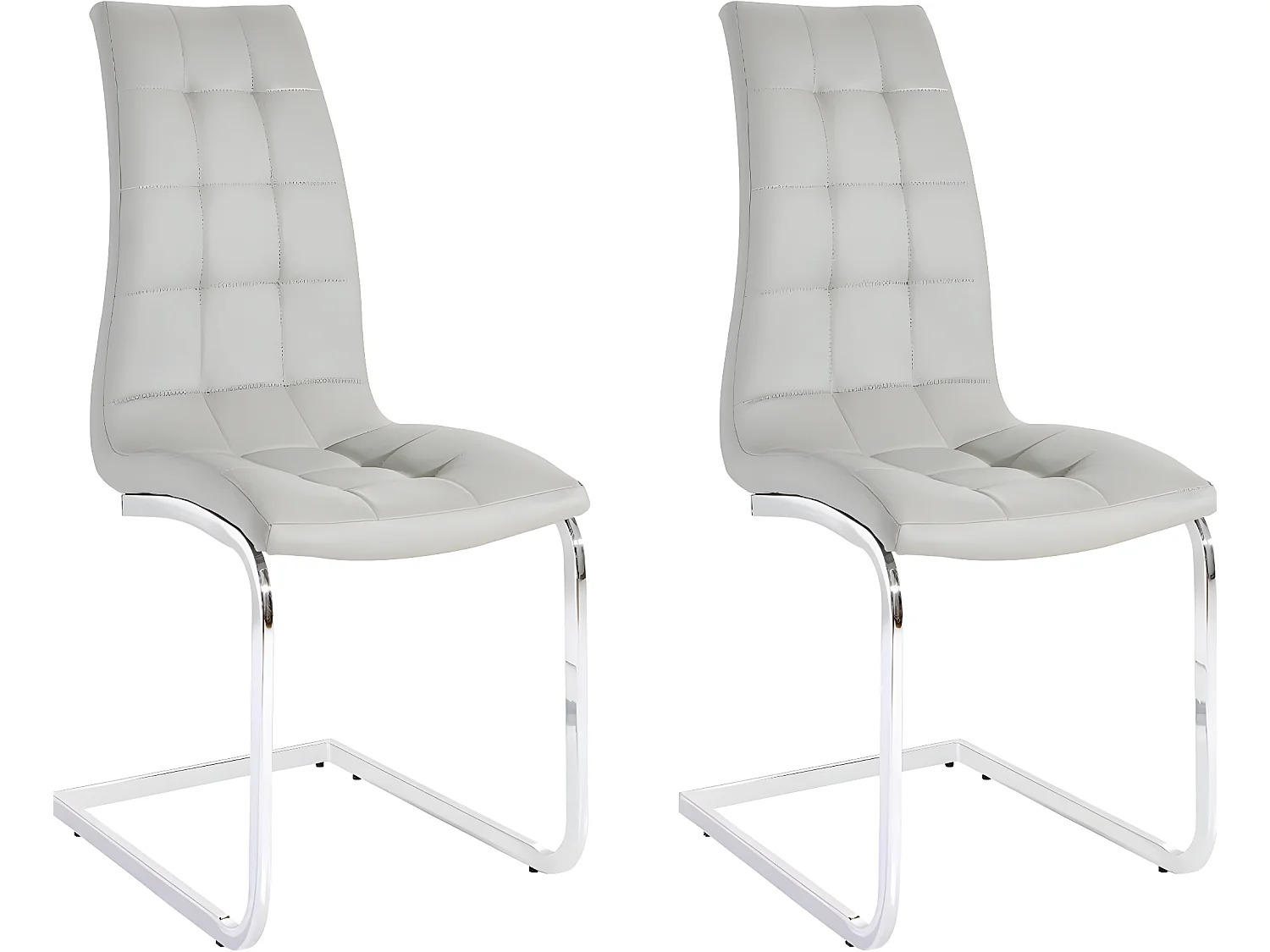 Lola | Lot de 2 chaises de salle à manger rembourrées en PU gris