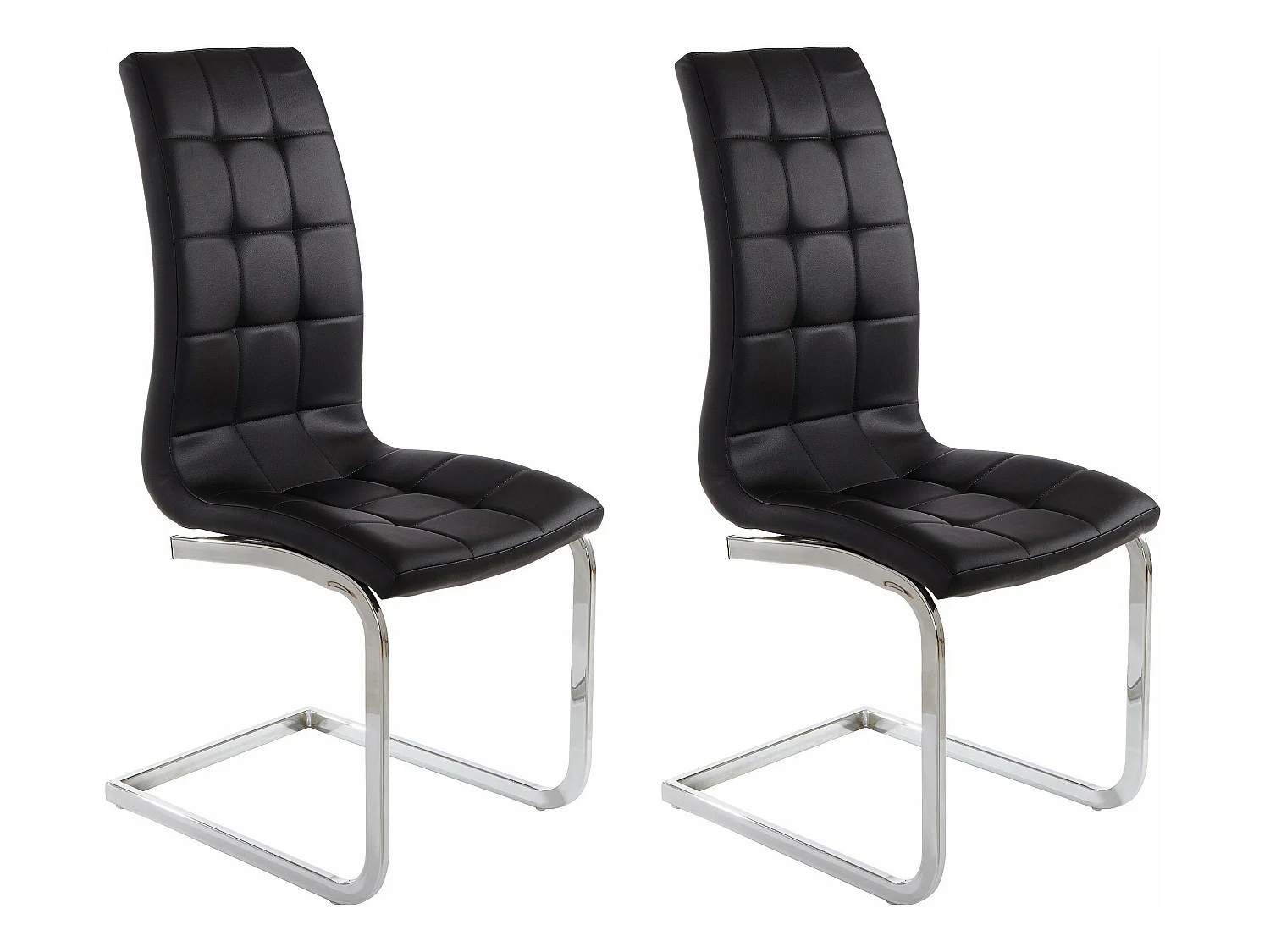 Lola | Lot de 2 chaises de salle à manger rembourrées en PU noir