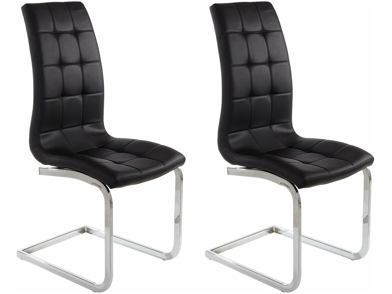 Set di 2 sedie da pranzo imbottite in PU nero