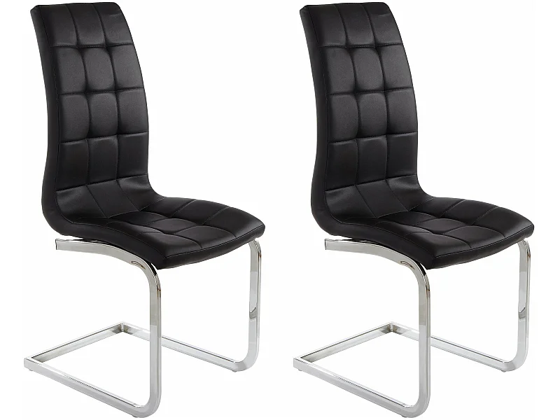 Set di 2 sedie da pranzo imbottite in PU nero