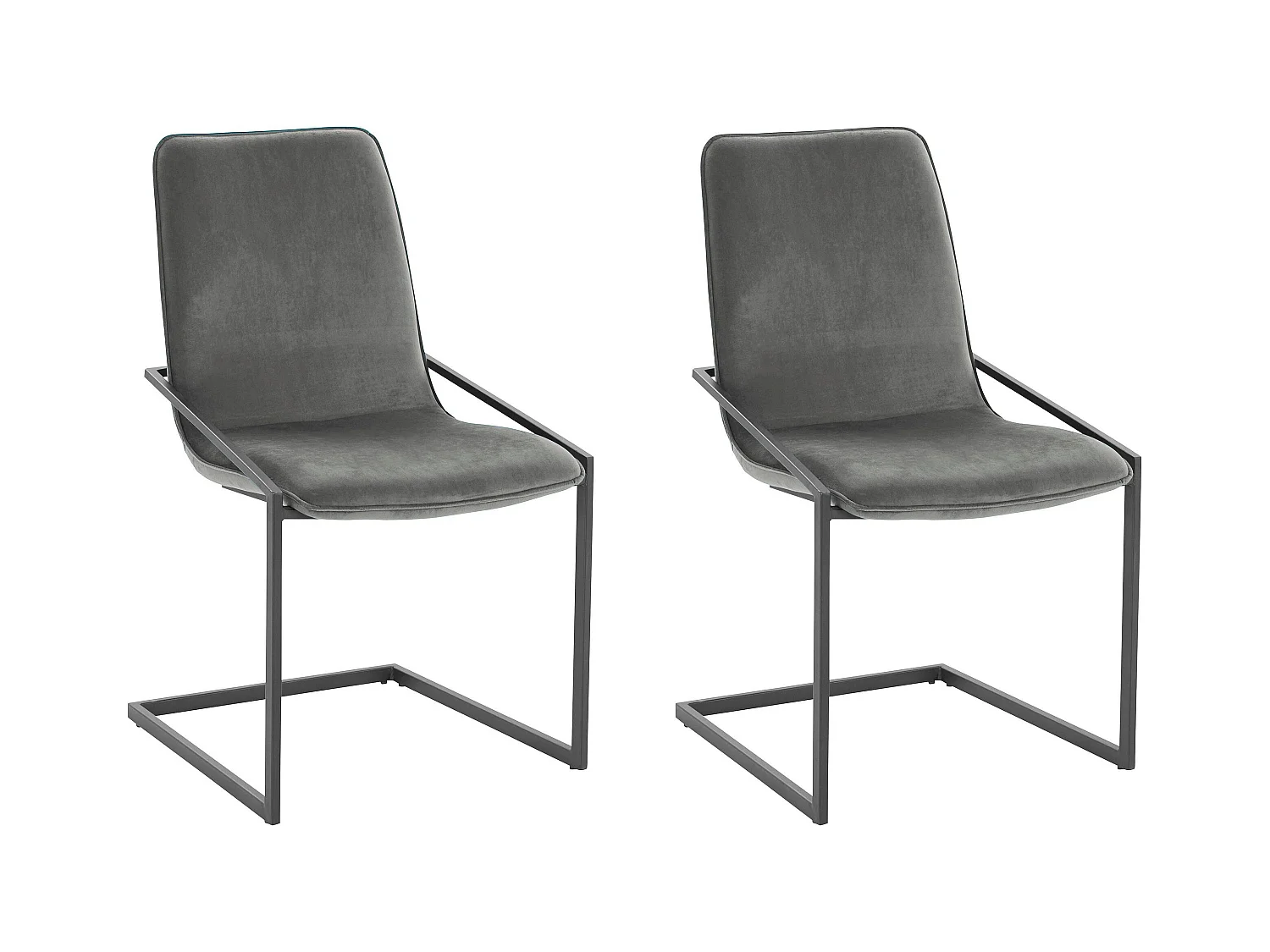 Juego de 2 sillas de comedor tapizadas en terciopelo gris