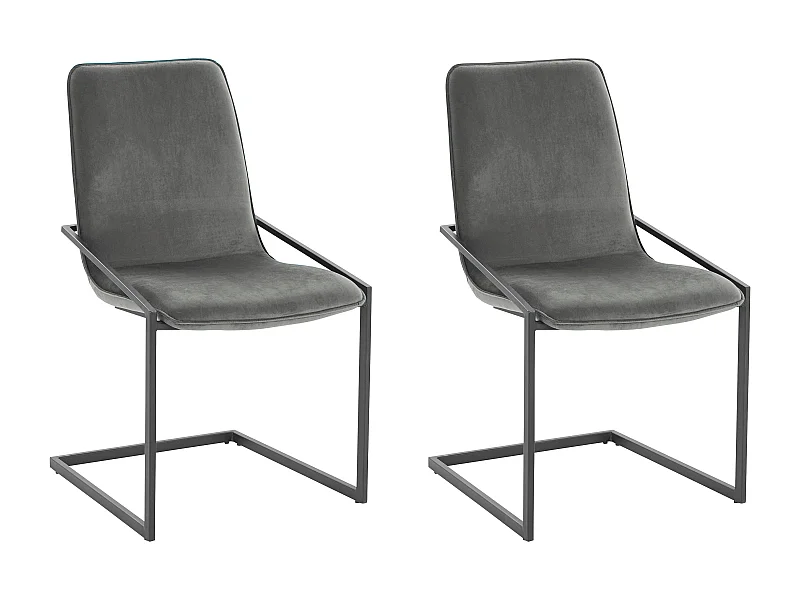 Viggo | Lot de 2 chaises de salle à manger rembourrées en velours gris