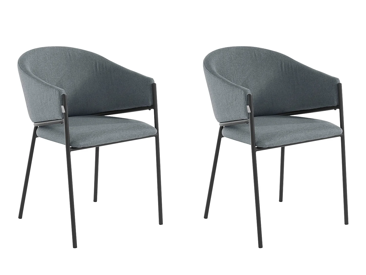 Martha | Lot de 2 chaises de salle à manger rembourrées en tissu gris