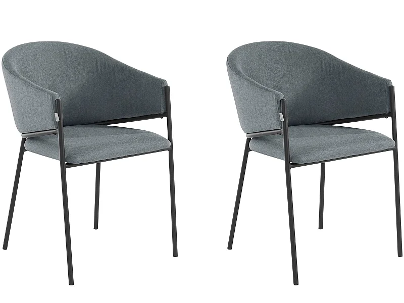 Martha | Lot de 2 chaises de salle à manger rembourrées en tissu gris