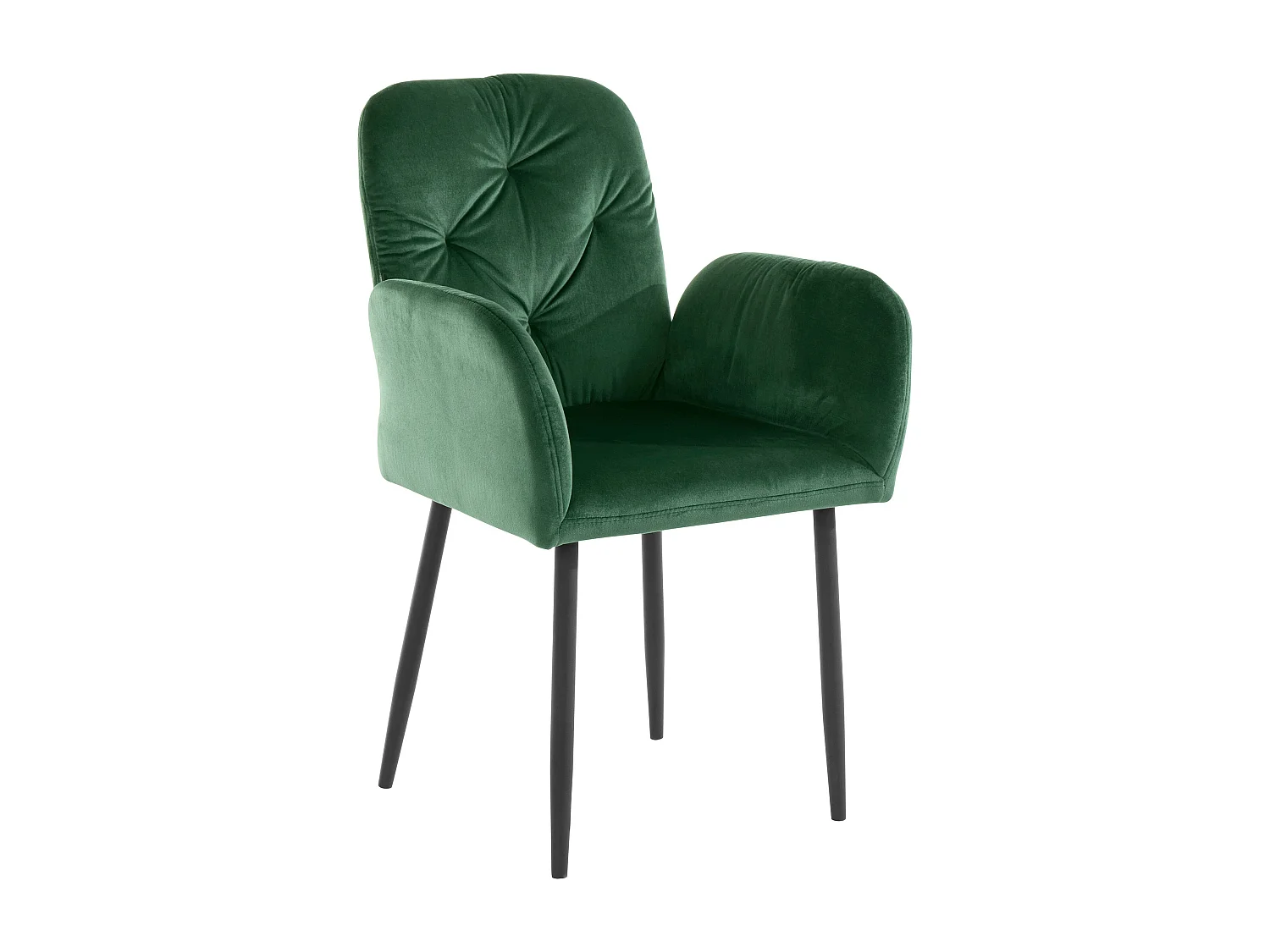 Mila | Lot de 2 chaises de salle à manger rembourrées en velours vert foncé