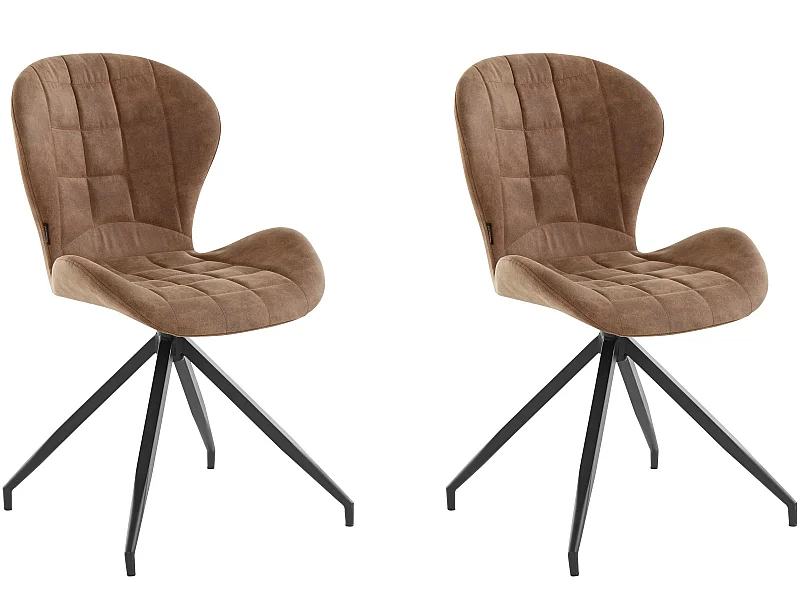 Gepolsterte Esszimmerstühle im 2er-Set aus Mikrofaser, cappuccinofarben