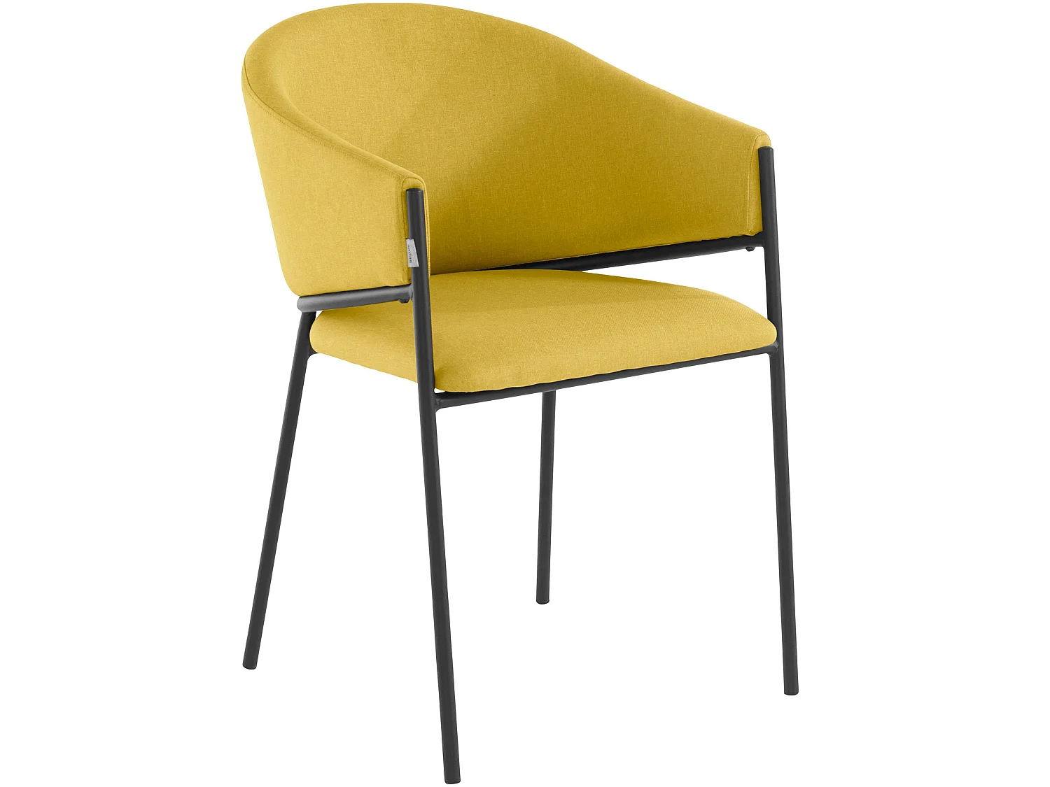 Set di 2 sedie da pranzo imbottite in tessuto giallo