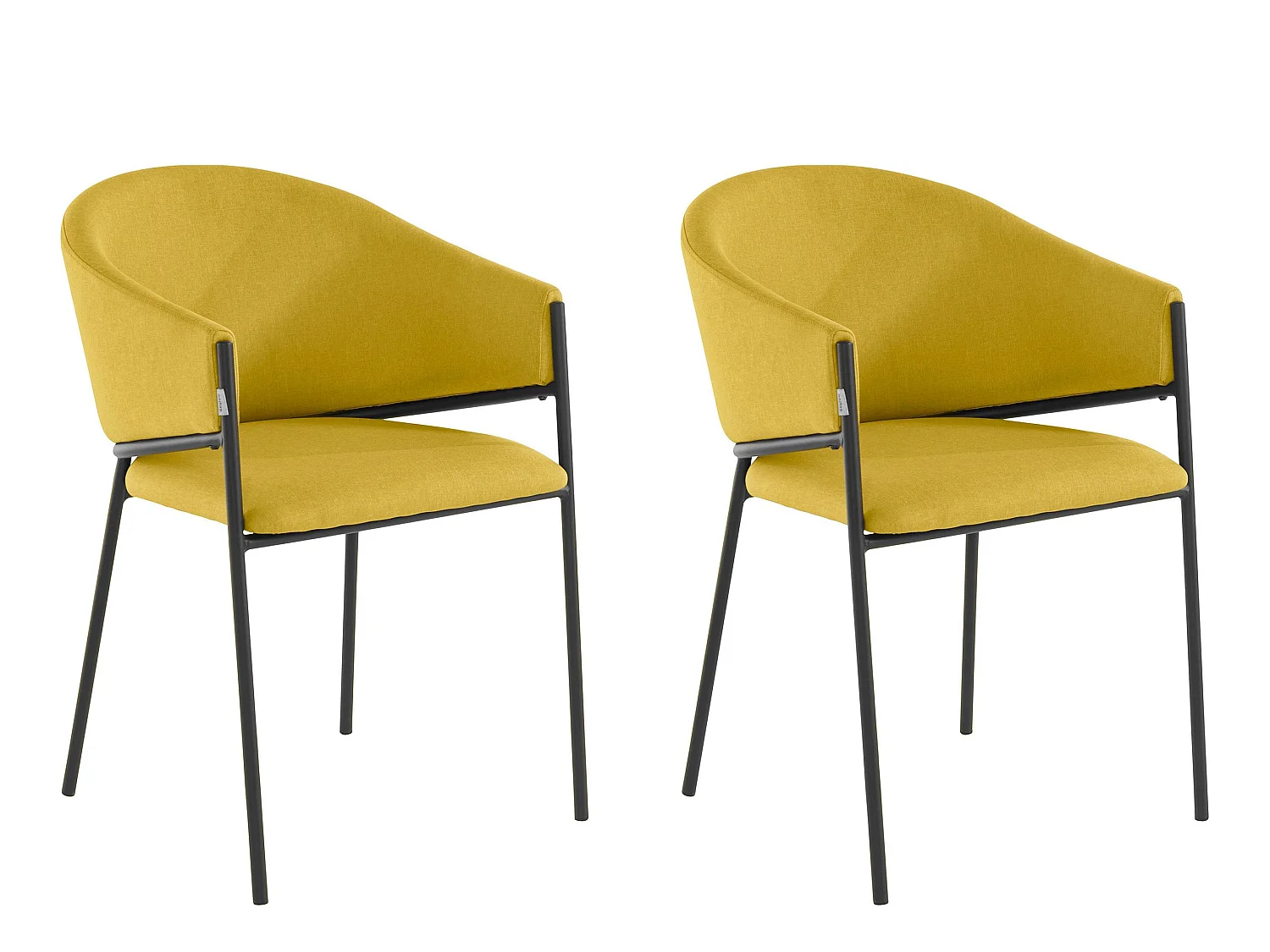 Lot de 2 chaises de salle à manger rembourrées en tissu jaune