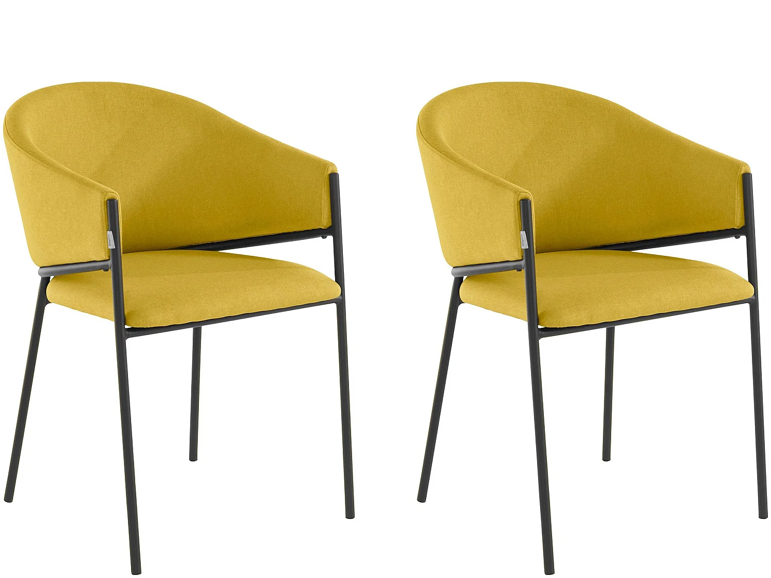 Lot de 2 chaises de salle à manger rembourrées en tissu jaune