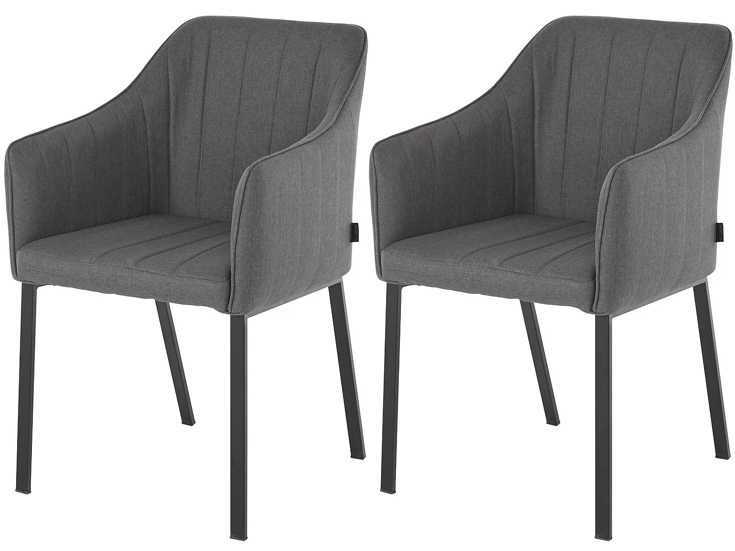 Juego de 2 sillas de comedor tapizadas en tela gris