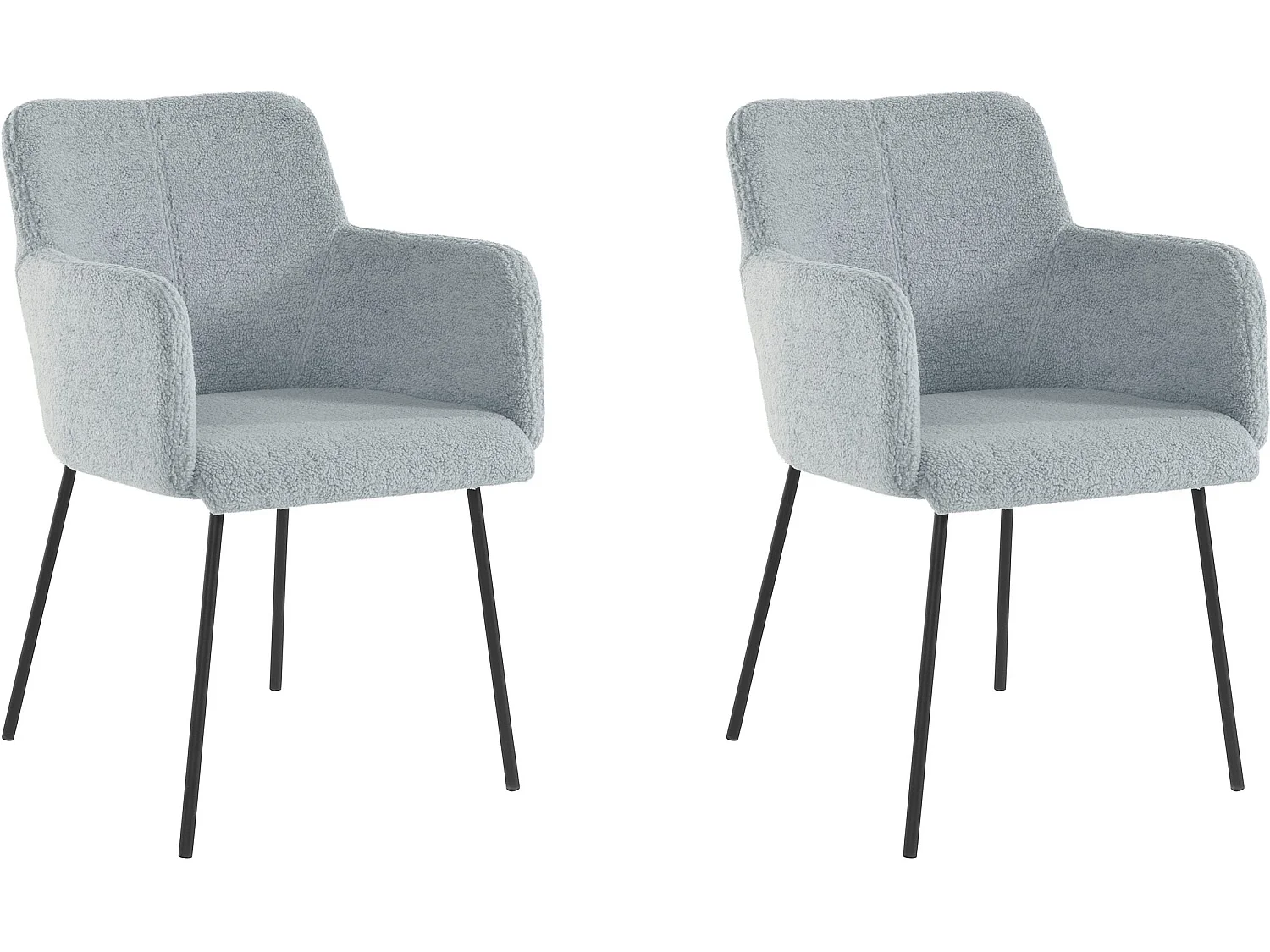 Jolie | Ensemble de 2 chaises de salle à manger rembourrées en gris peluche