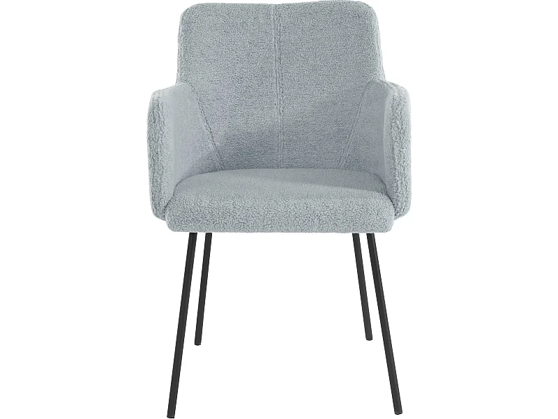 Jolie | Ensemble de 2 chaises de salle à manger rembourrées en gris peluche