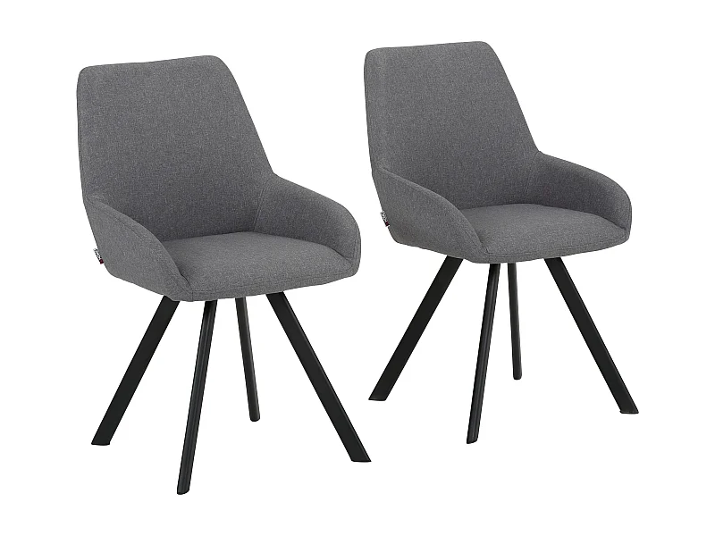 Juego de 2 sillas de comedor tapizadas en tela gris