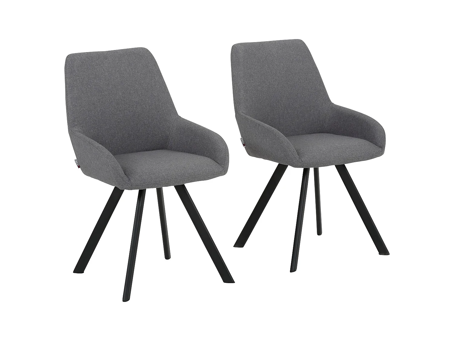 Sandra | Lot de 2 chaises de salle à manger rembourrées en tissu gris