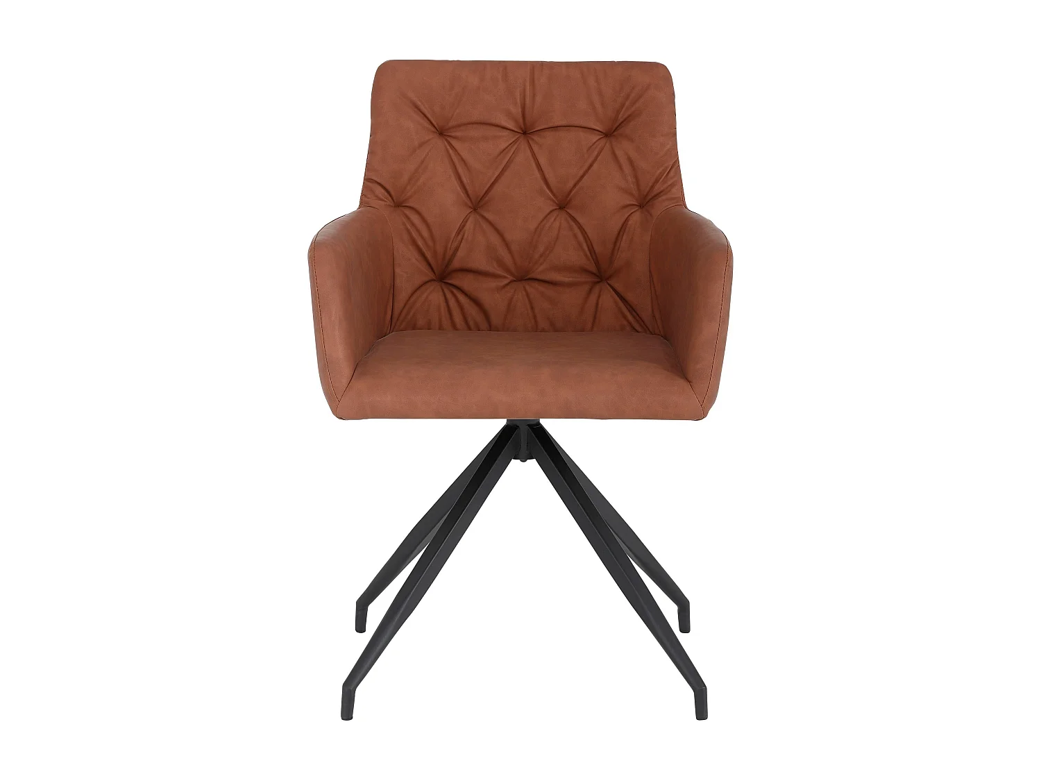 Set di 2 sedie da pranzo imbottite in PU cognac