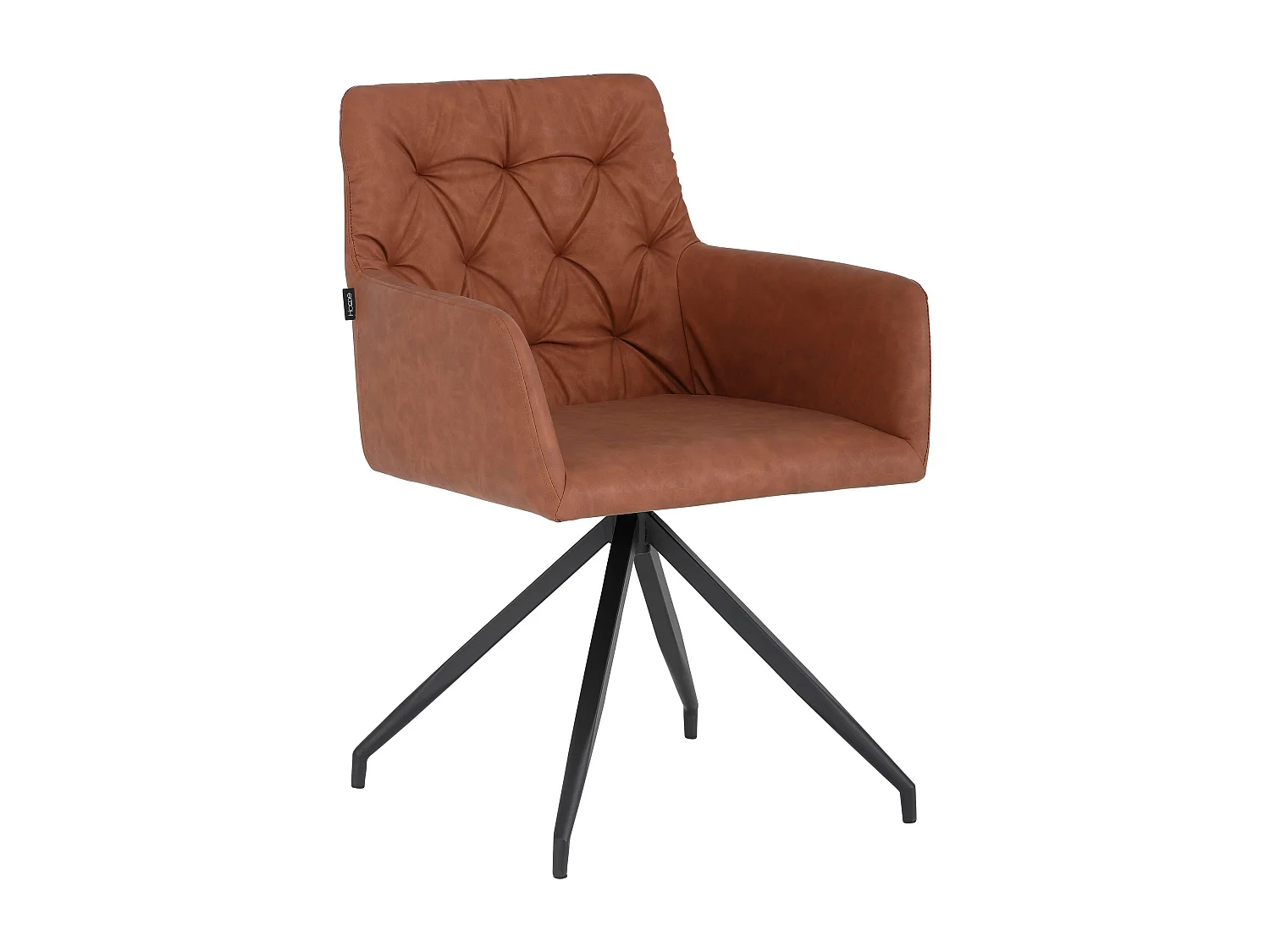 Set di 2 sedie da pranzo imbottite in PU cognac