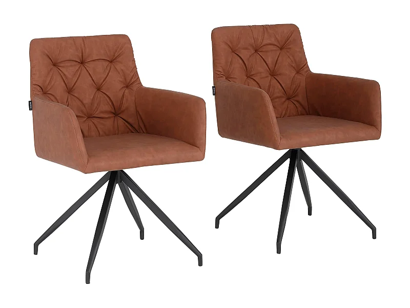 Ashley | Chaises de salle à manger rembourrées lot de 2 en PU cognac