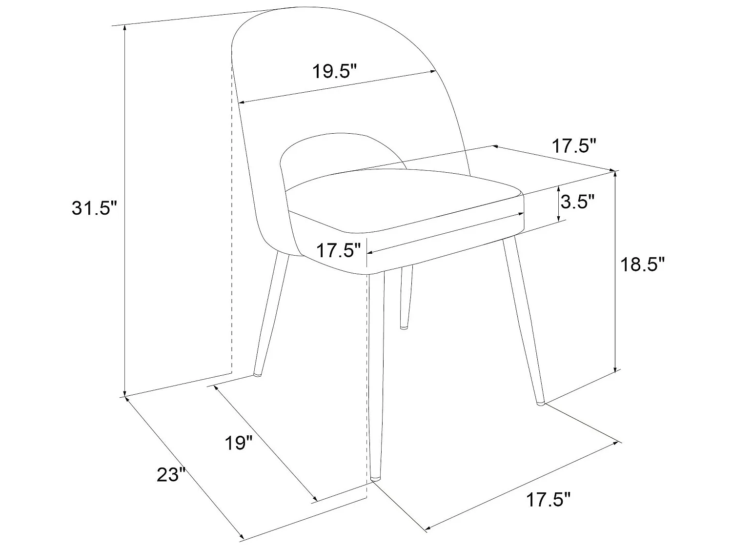 Alexi | Chaise de salle à manger rembourrée en velours vert émeraude