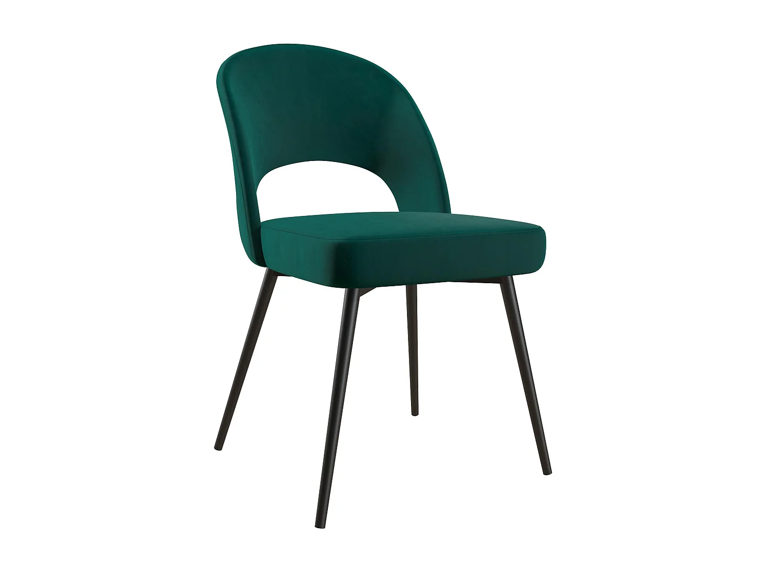 Alexi | Chaise de salle à manger rembourrée en velours vert émeraude