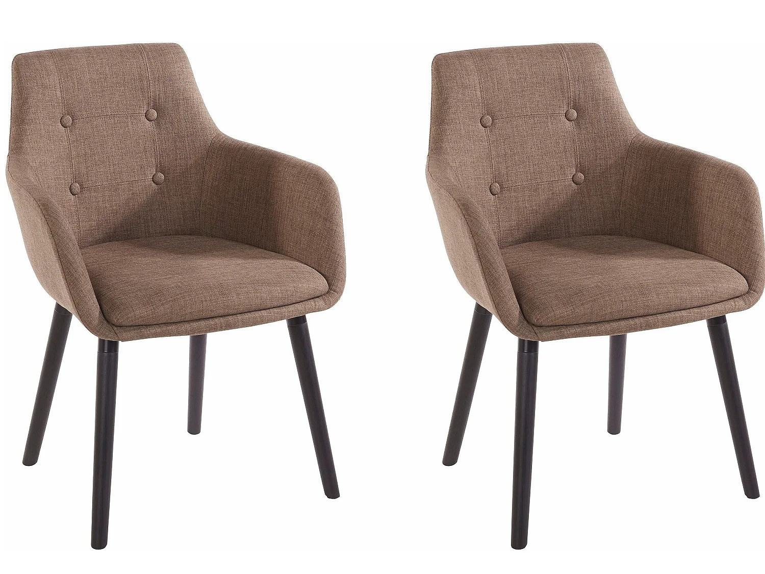 Set di 2 sedie da pranzo imbottite in tessuto cappuccino