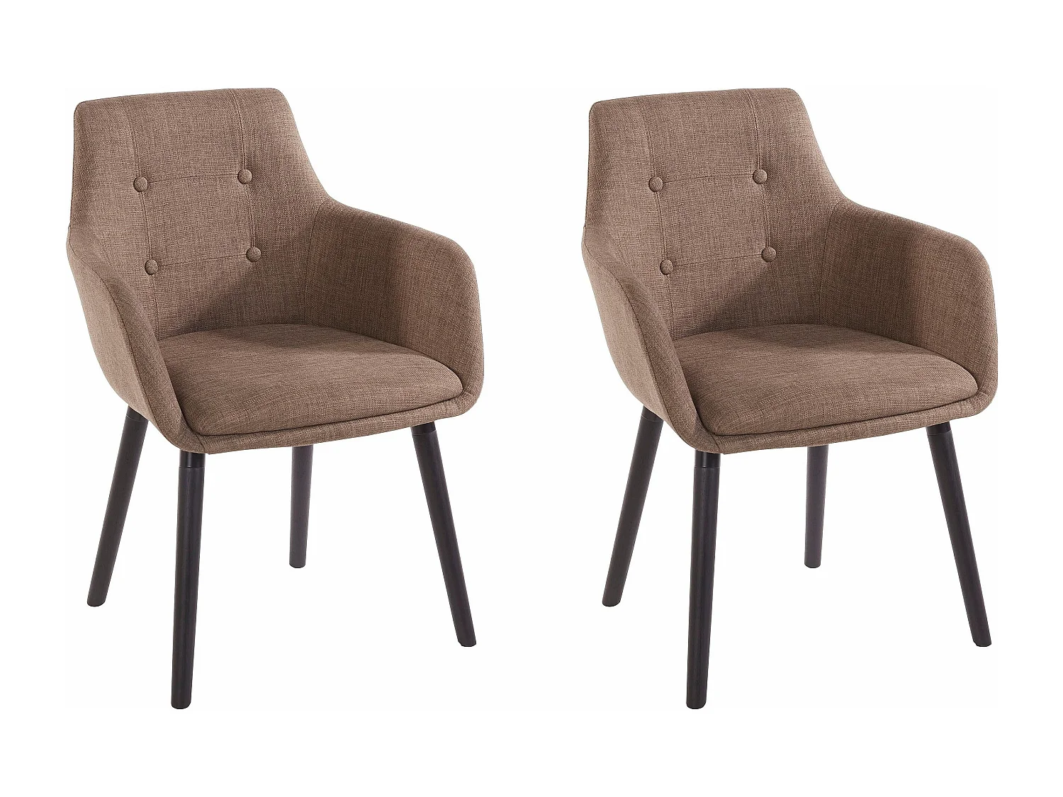 Set di 2 sedie da pranzo imbottite in tessuto cappuccino