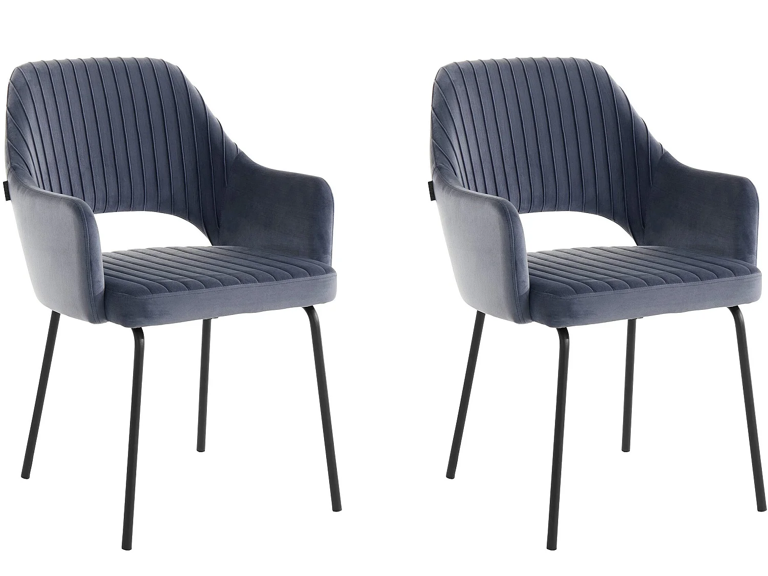 Juego de 2 sillas de comedor tapizadas en terciopelo gris