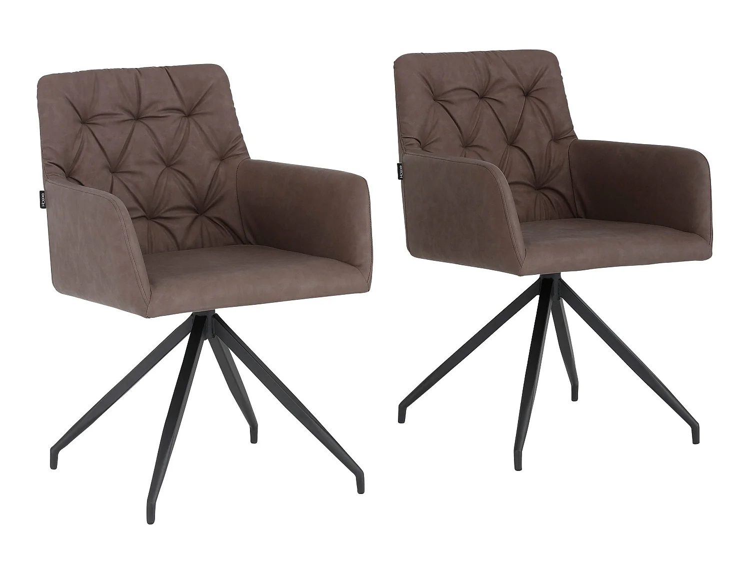 Ashley | Lot de 2 chaises de salle à manger rembourrées en PU marron