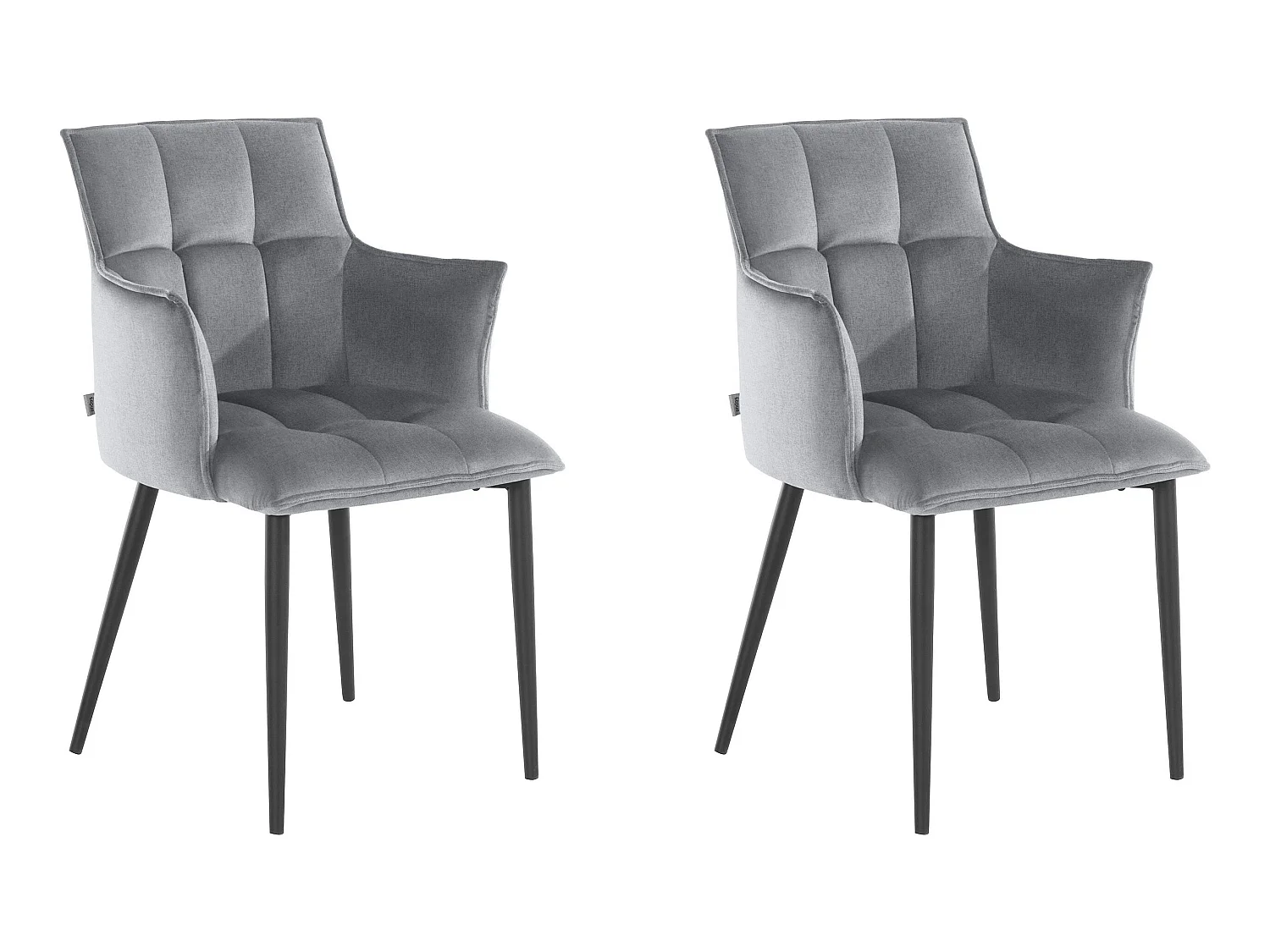Marcia | Lot de 2 chaises de salle à manger rembourrées en tissu gris clair