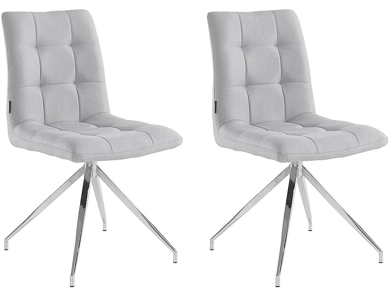 Set di 2 sedie da pranzo imbottite in tessuto con gambe in metallo