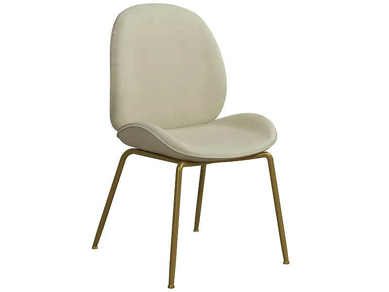 Chaise de salle à manger rembourrée en velours ivoire