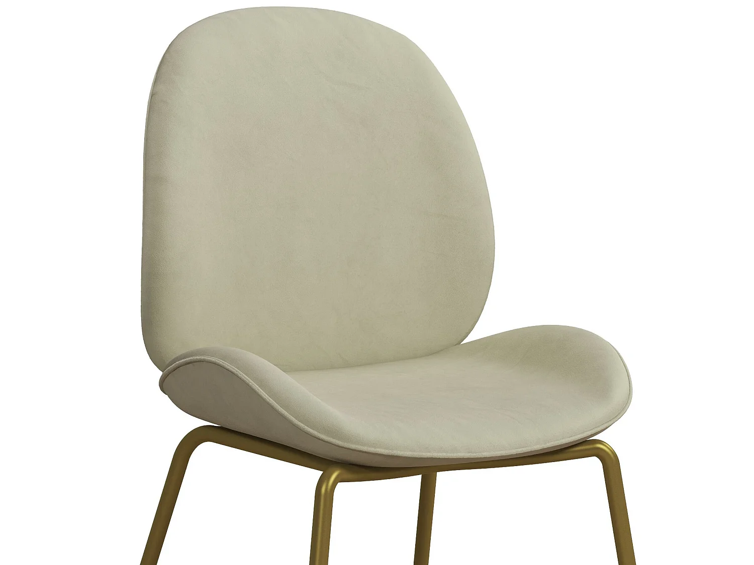 Sedia da pranzo imbottita in velluto avorio