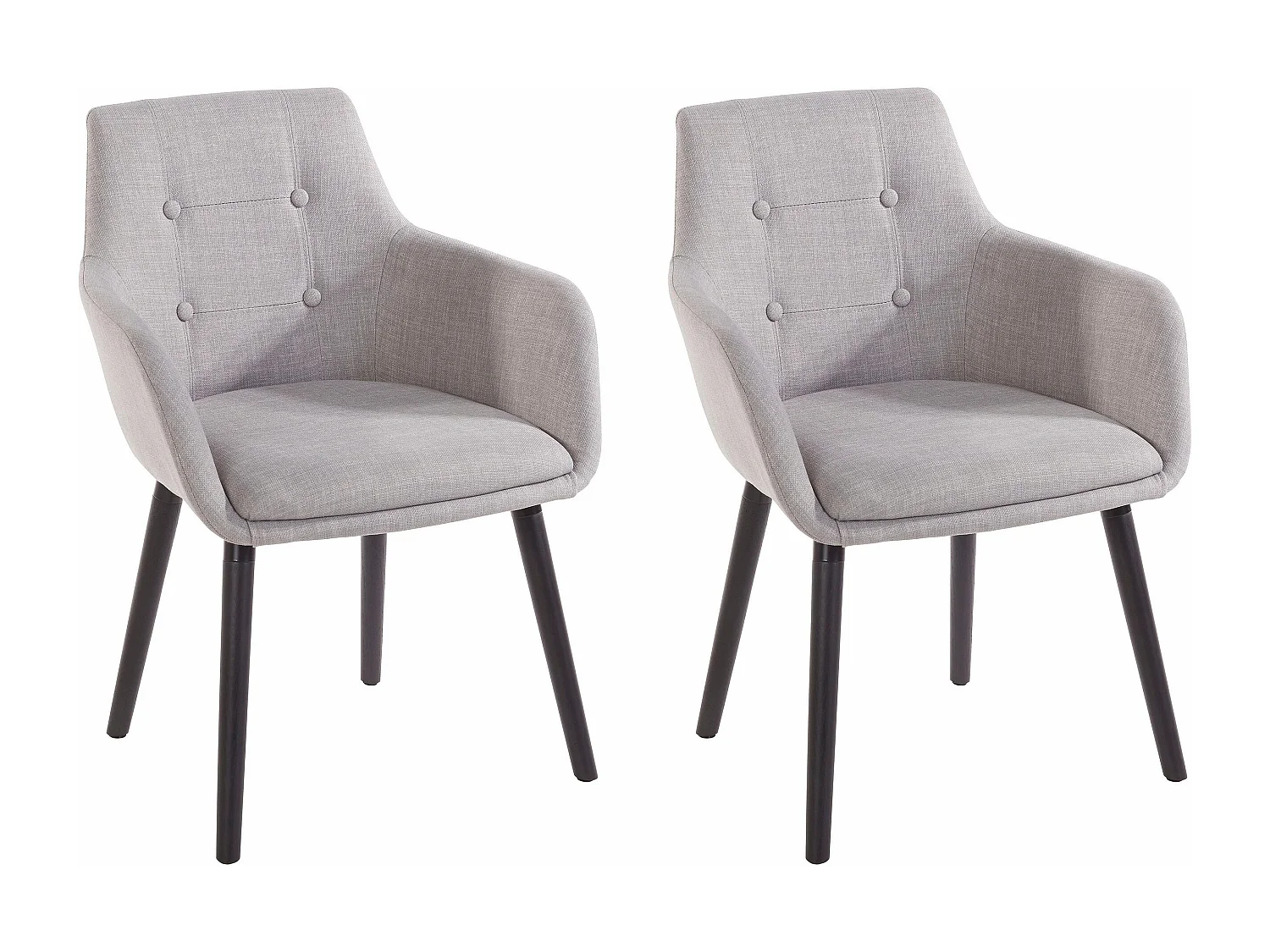 Bradford | Lot de 2 chaises de salle à manger rembourrées en tissu gris clair