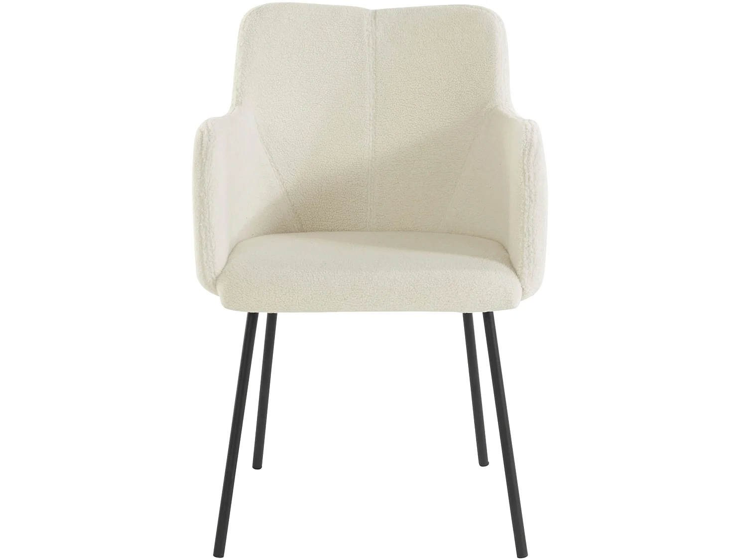 Set di 2 sedie da pranzo imbottite in orsacchiotto bianco