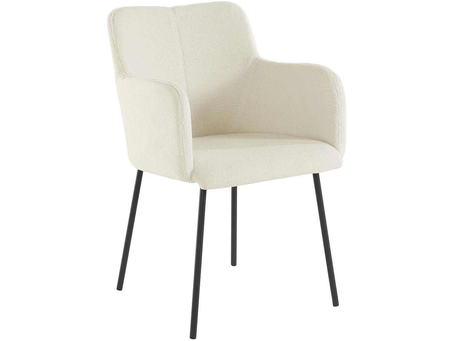 Set di 2 sedie da pranzo imbottite in orsacchiotto bianco