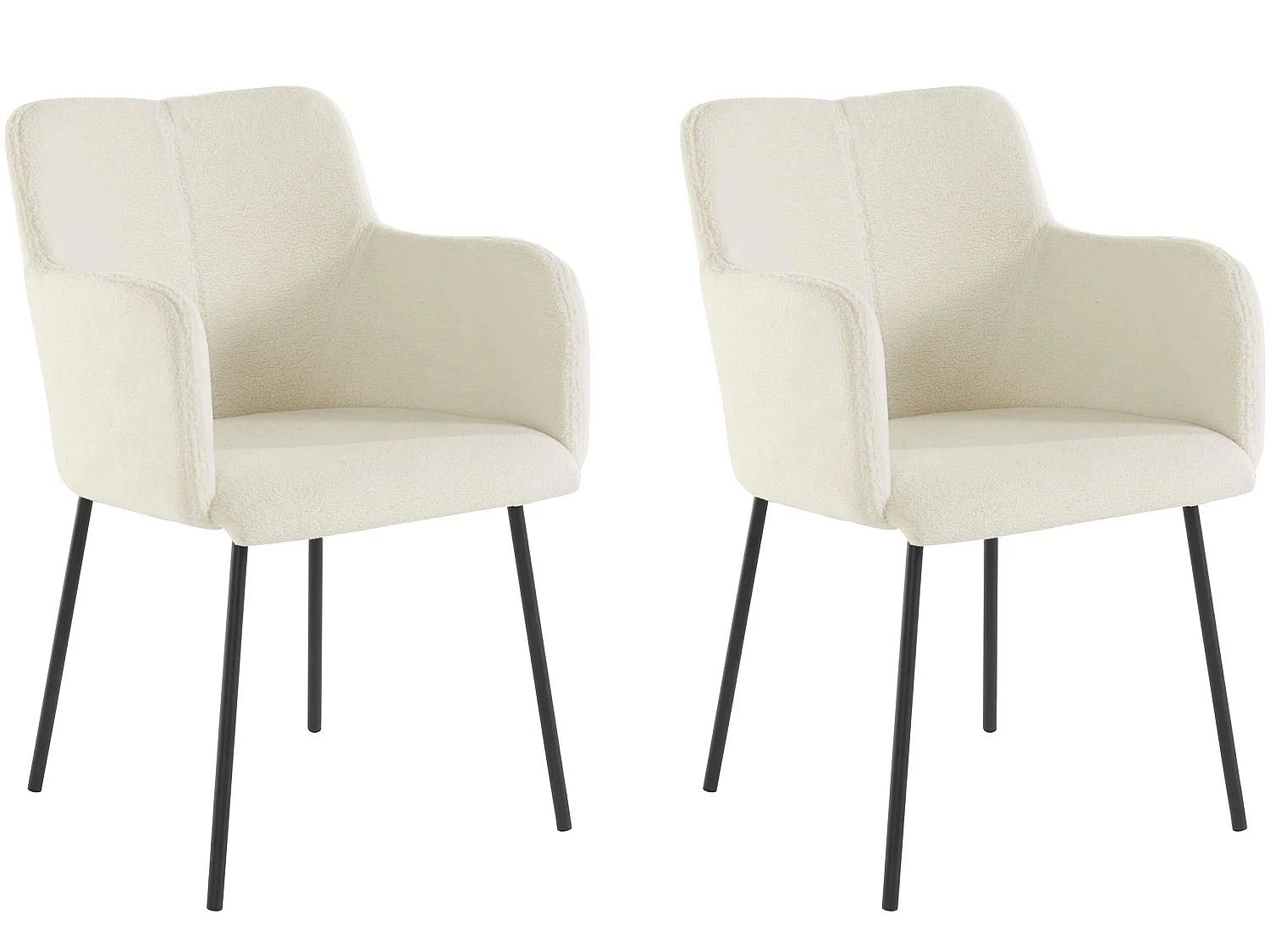 Jolie | Ensemble de 2 chaises de salle à manger rembourrées en blanc peluche