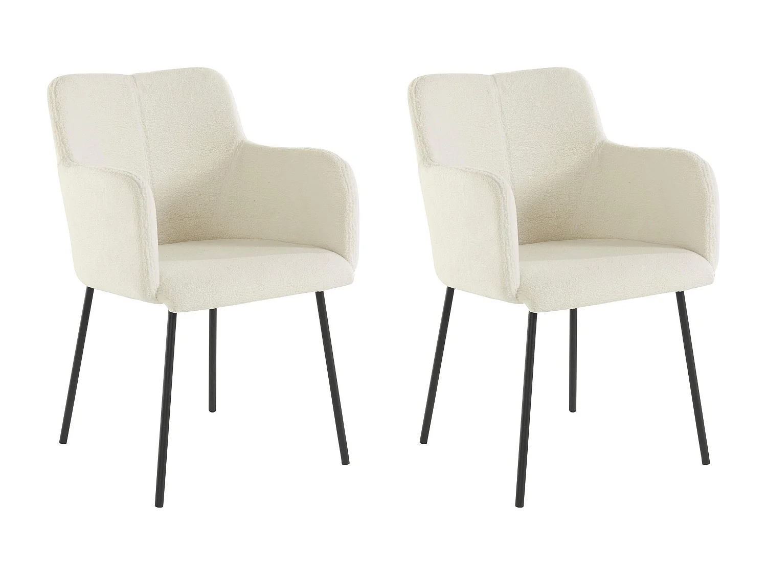 Gepolsterte Esszimmerstühle im 2er-Set in Teddyweiß