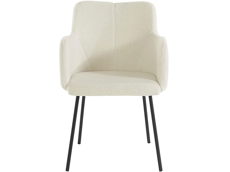 Jolie | Ensemble de 2 chaises de salle à manger rembourrées en blanc peluche